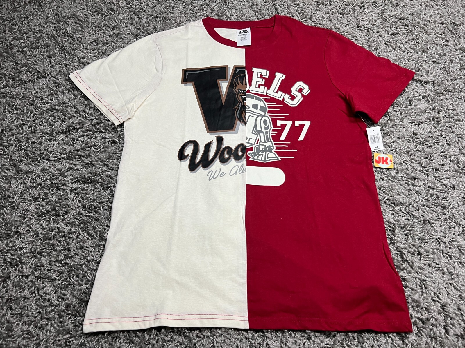 NEW Star Wars Shirt Adult Medium Beige Red Chewbacca R2D2 Rebels Disney Parks
