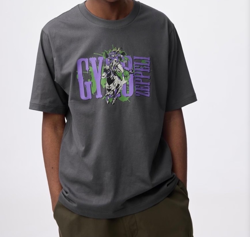 GU JoJo Steel Ball Run Gyro Zeppeli Anime T Shirt Dark Gray Part 7 Graphic Tee