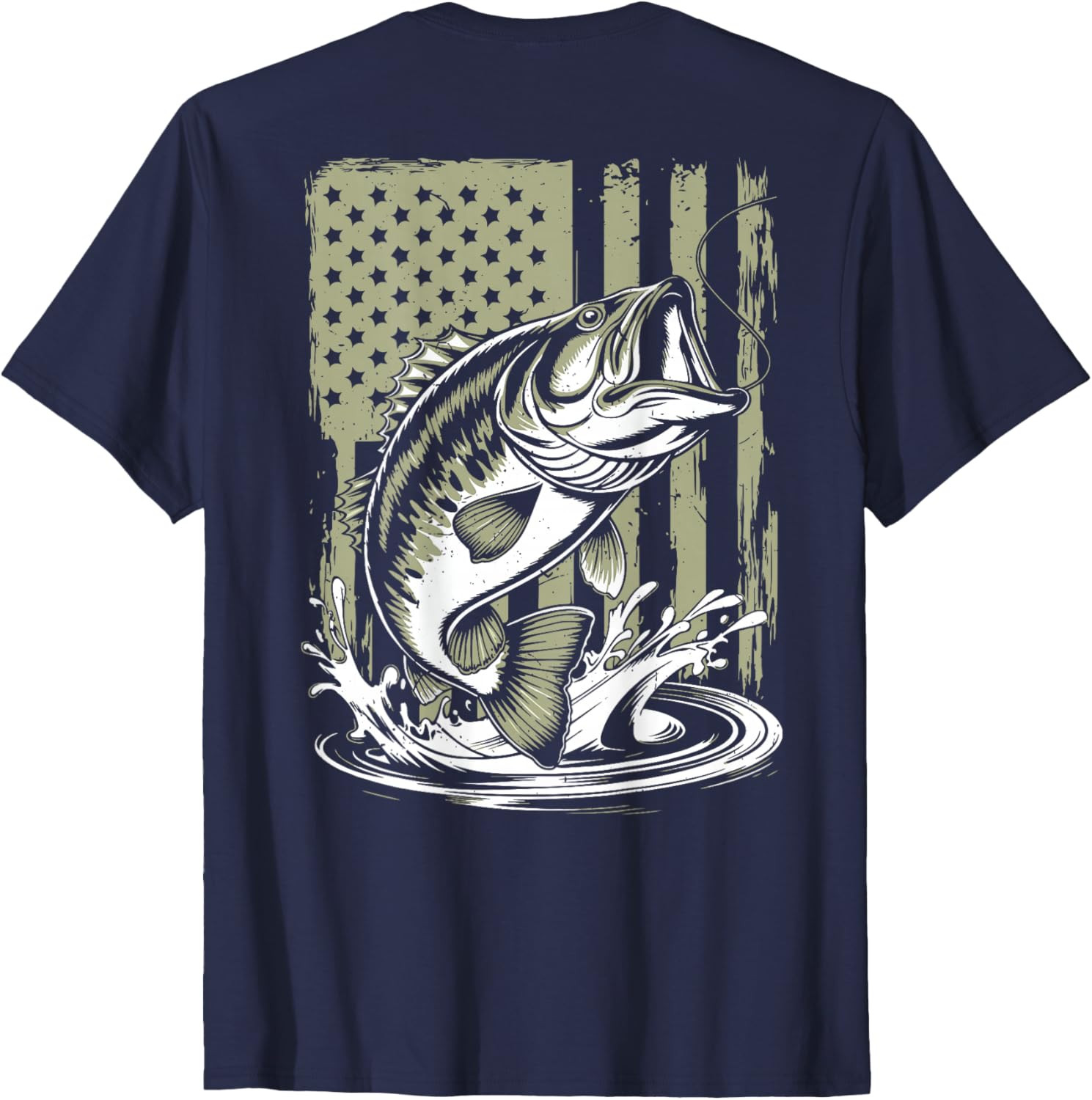 Fishing Camo Bass Fish American Flag Men's Graphic Fishing T Shirt gallery