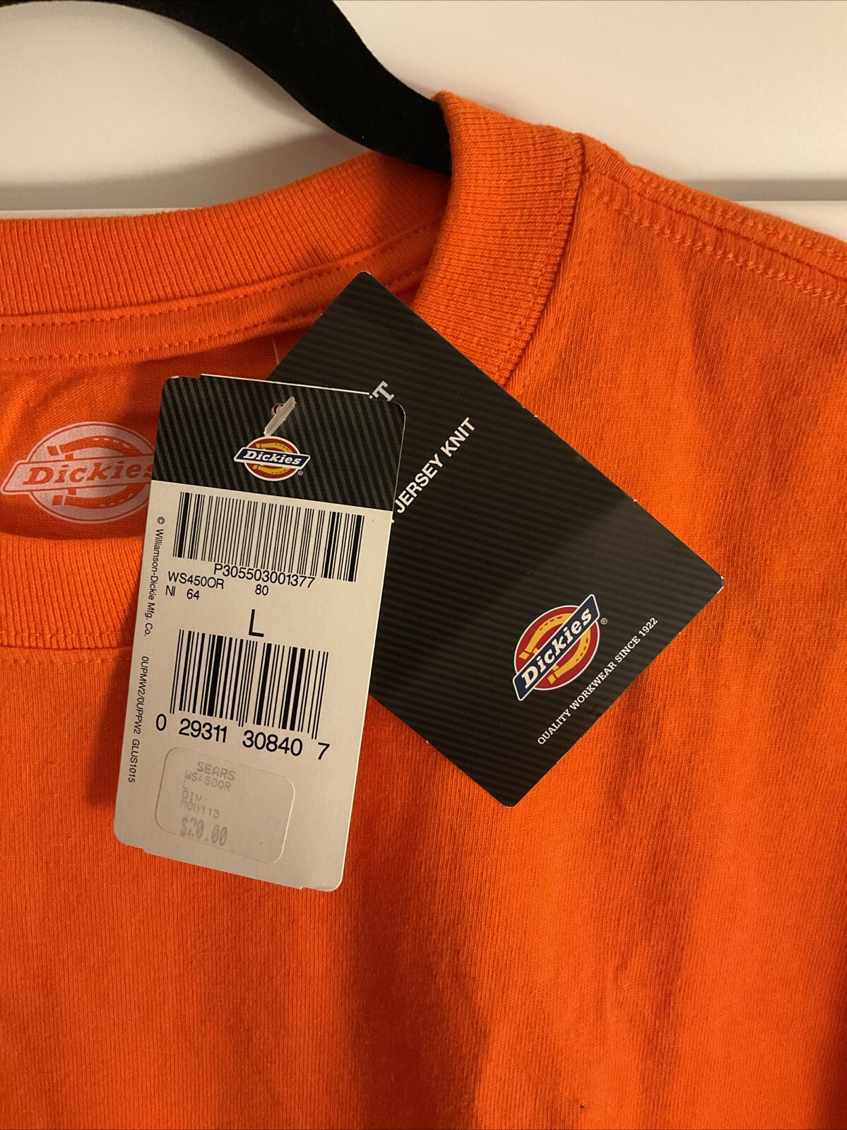 Mens Dickies Neon Orange Heavyweight Crew Pocket Work Tee Size L Short Sleeves gallery