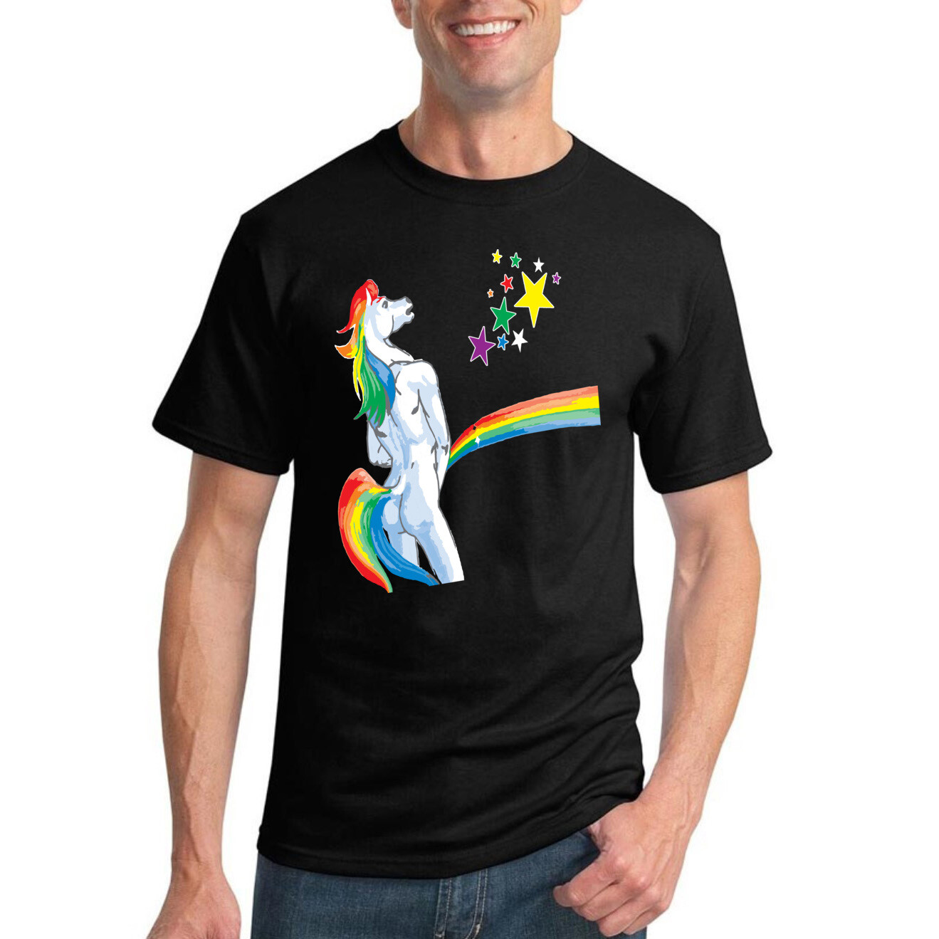 Offensive Peeing Unicorn Funny Rainbow T Graphic Horse Humor Novelty Tshirt