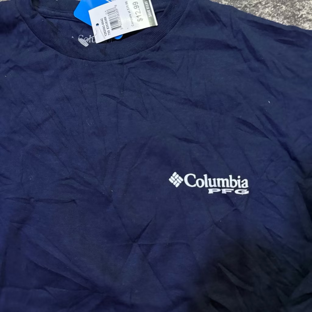 NWT Columbia PFG Long Sleeve Shirt Men M Navy Blue Bass Fishing Graphic Tee gallery