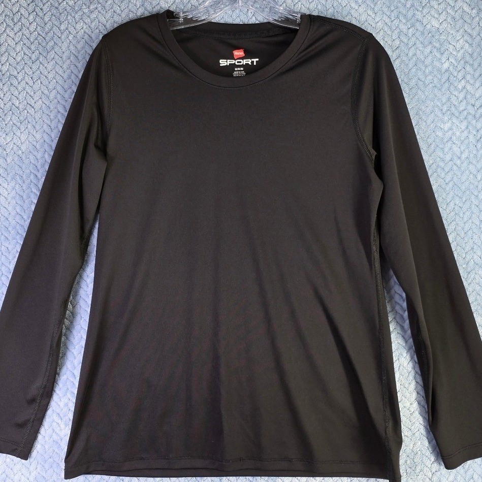 Hanes Sport Mens Black Long Sleeve Performance Tee Shirt Size Medium BKC 09308 gallery