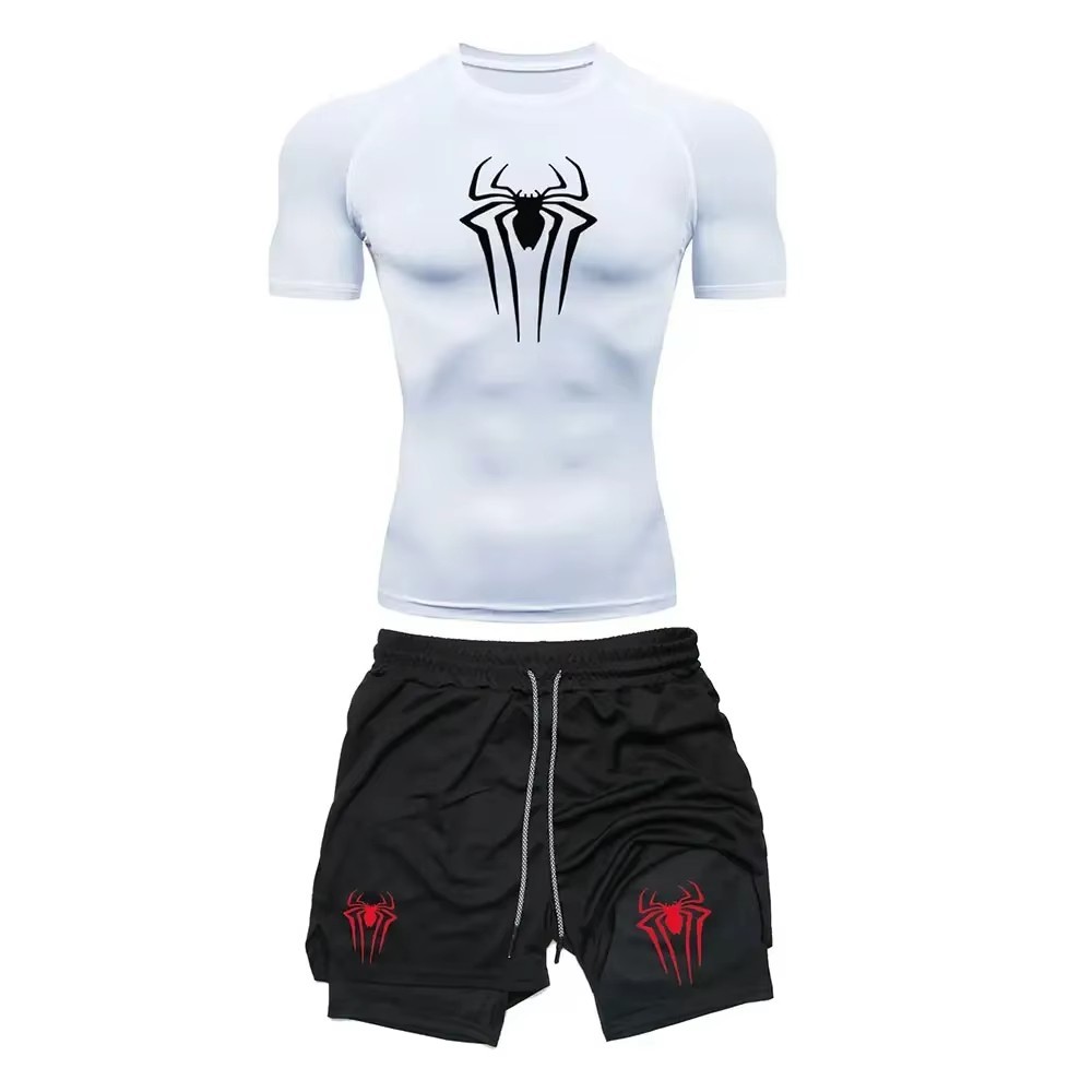 Mens Compression Set Gym Shirt Running Shorts Quick Dry Sportswear gallery