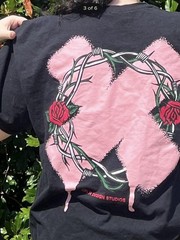 XPLR Design Studios Black XL Double-Sided Rose Graphic Crew Neck Cotton Tee