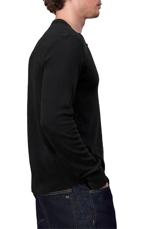 RAG & BONE Men's Long Sleeve Classic Flame Henley T-Shirt, Jet Black, Size XL gallery