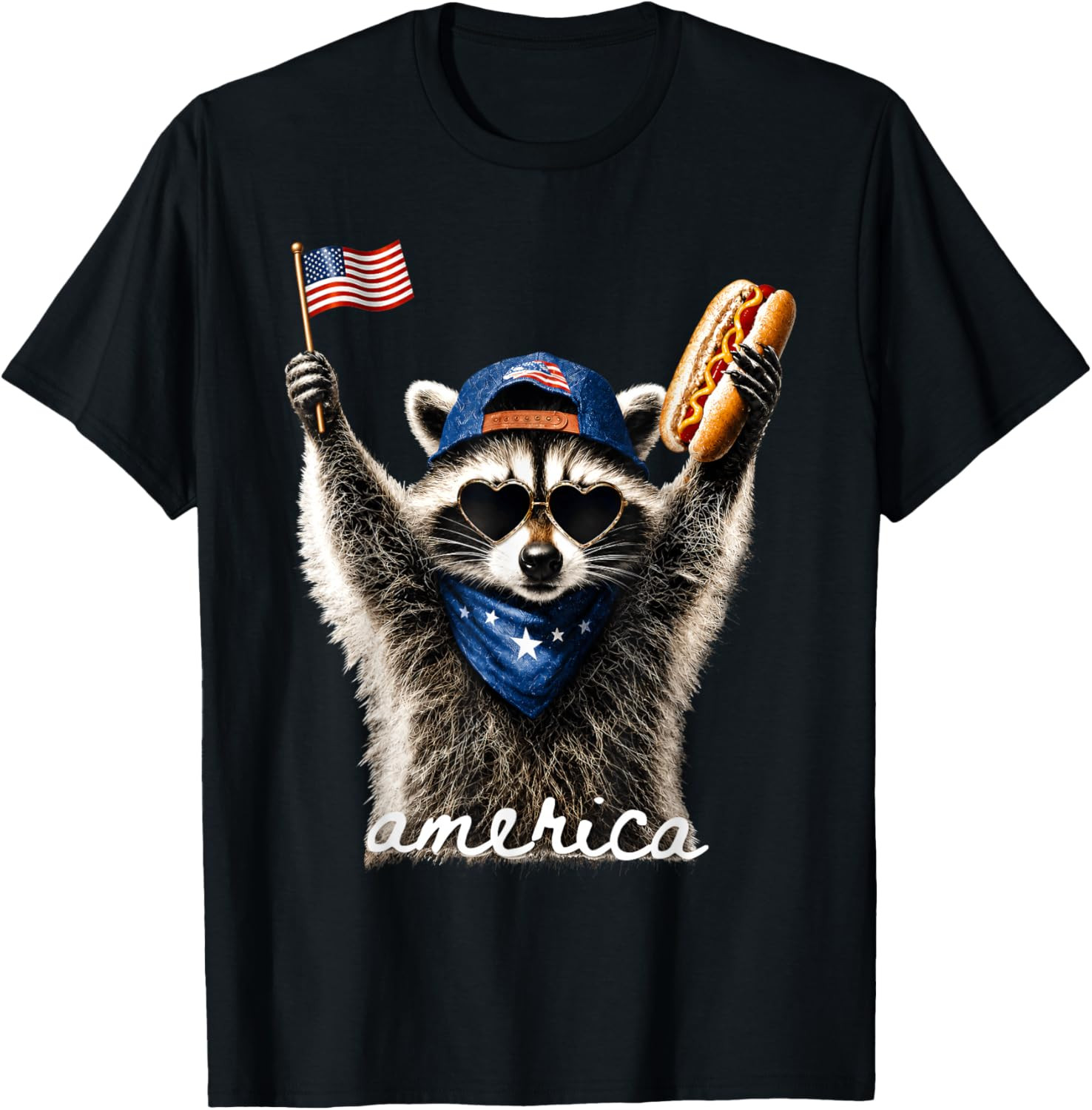 USA America Raccoon Hot Dog 1776-2026 4th of July 250 Years T-Shirt