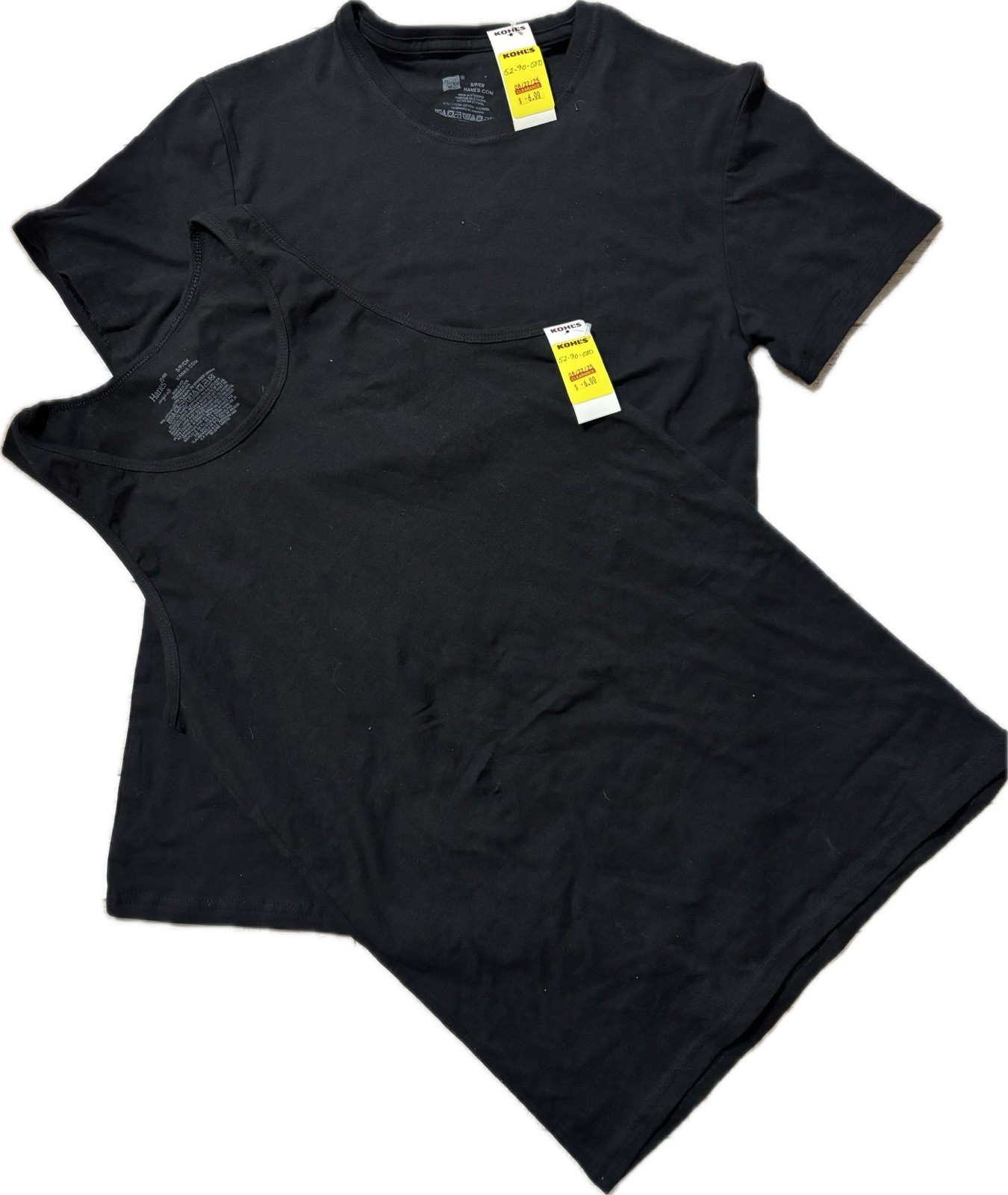 NEW No Pkg Men's Hanes Small Black Stretch Tank Top/Crew Neck T-Shirt Undershirt gallery