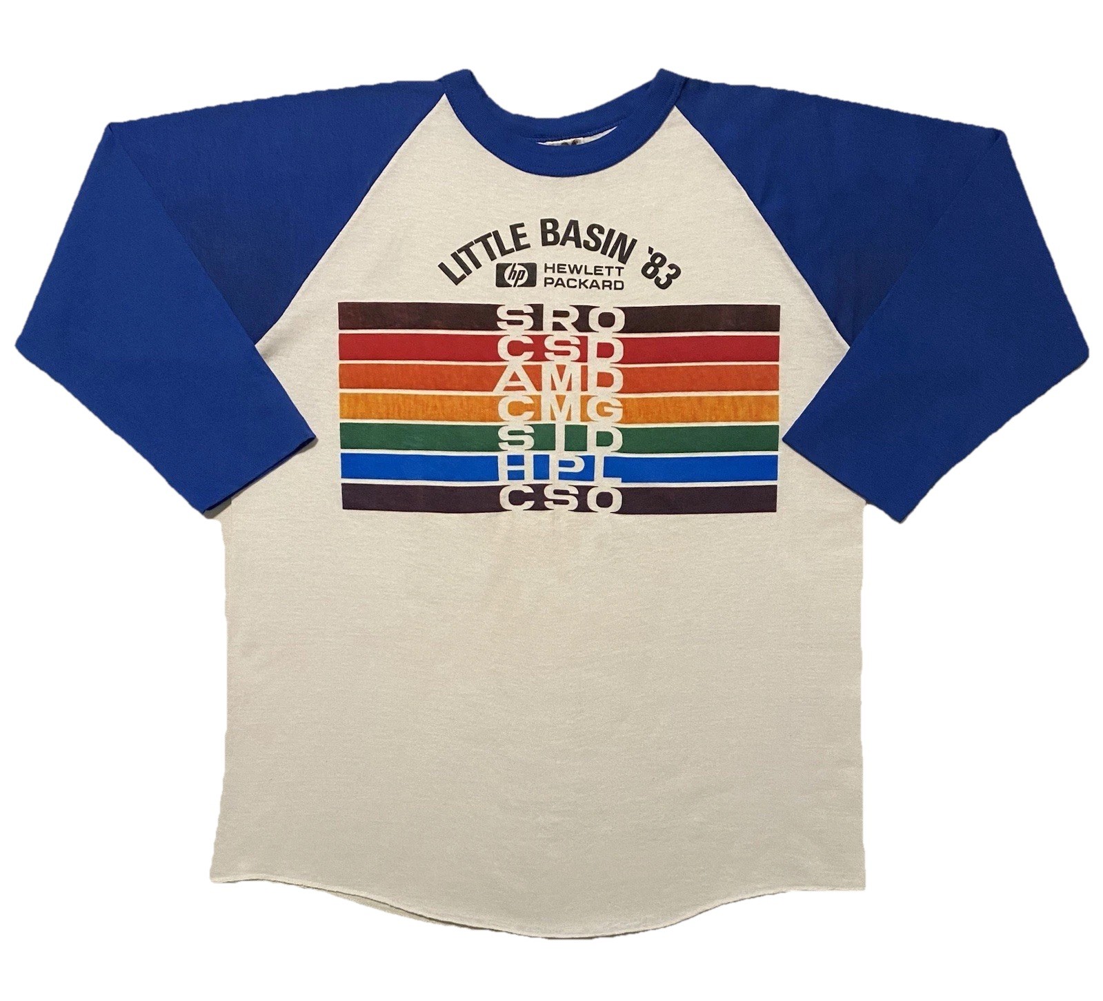 Vintage Bantam Little Basin ‘83 HP Hewlett-Packard Men’s Raglan T-Shirt M(38-40)