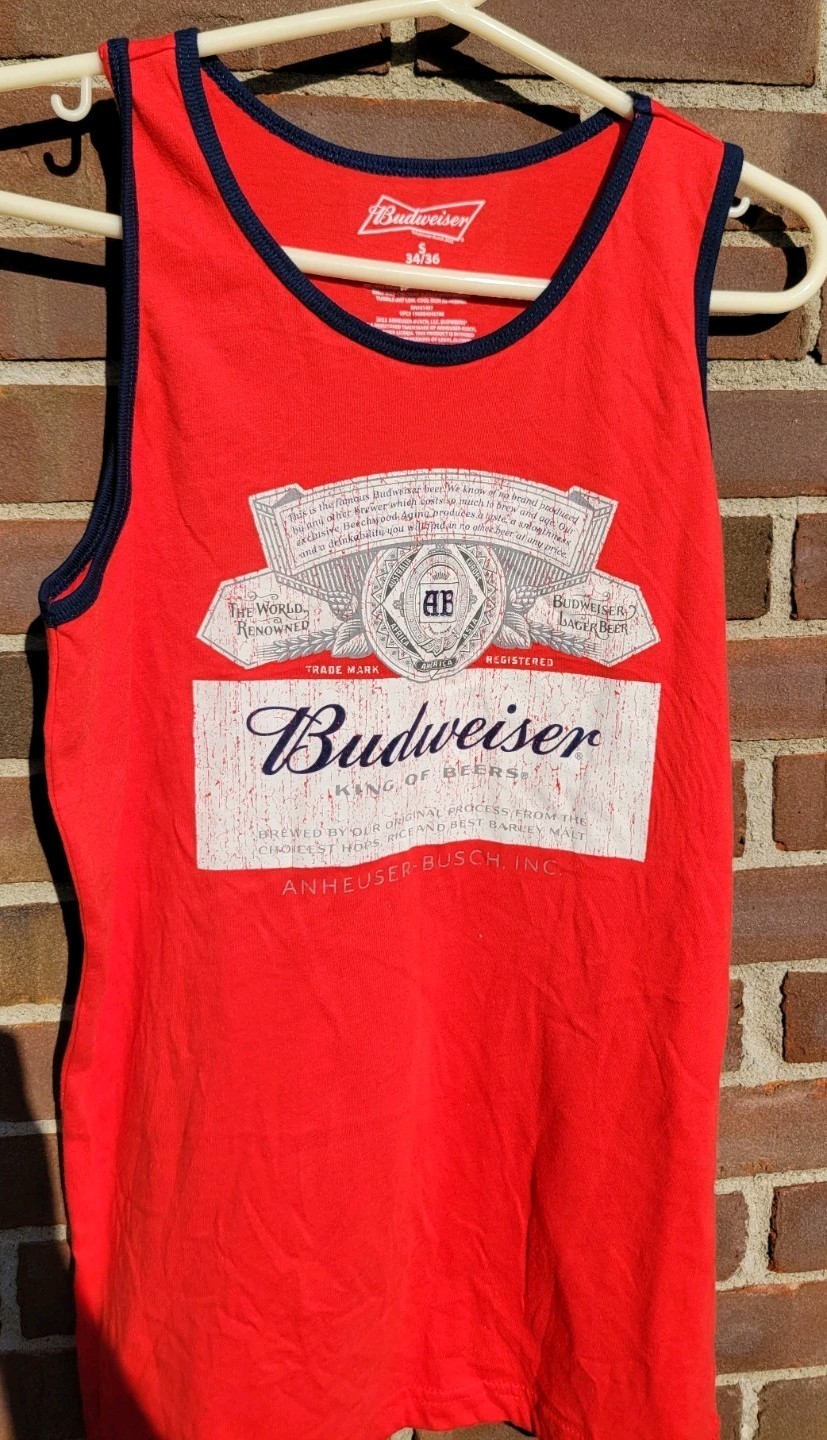 NWT Budweiser King of Beer Men’s Tank Top in Red Small 34/36 New