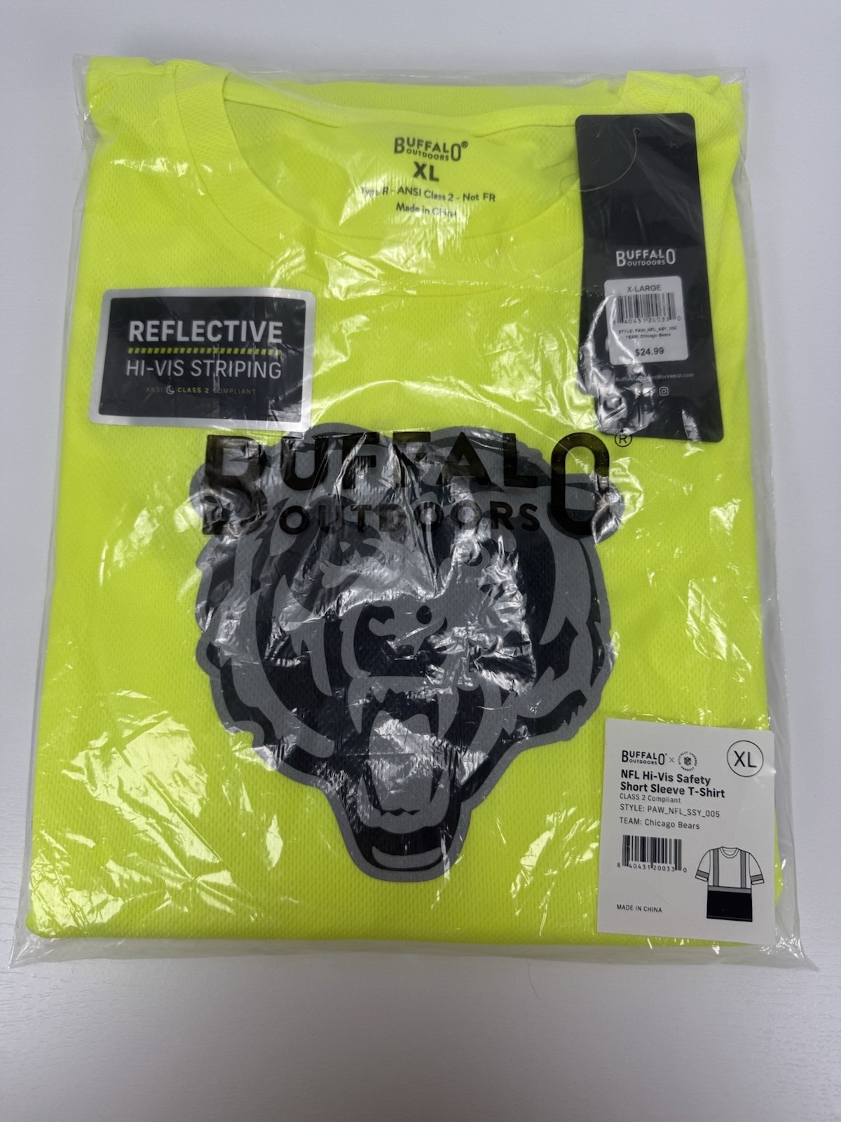 Chicago Bears Hi Vis Safety T Shirt ANSI Class 2 Buffalo Outdoors XL NWT NFL gallery
