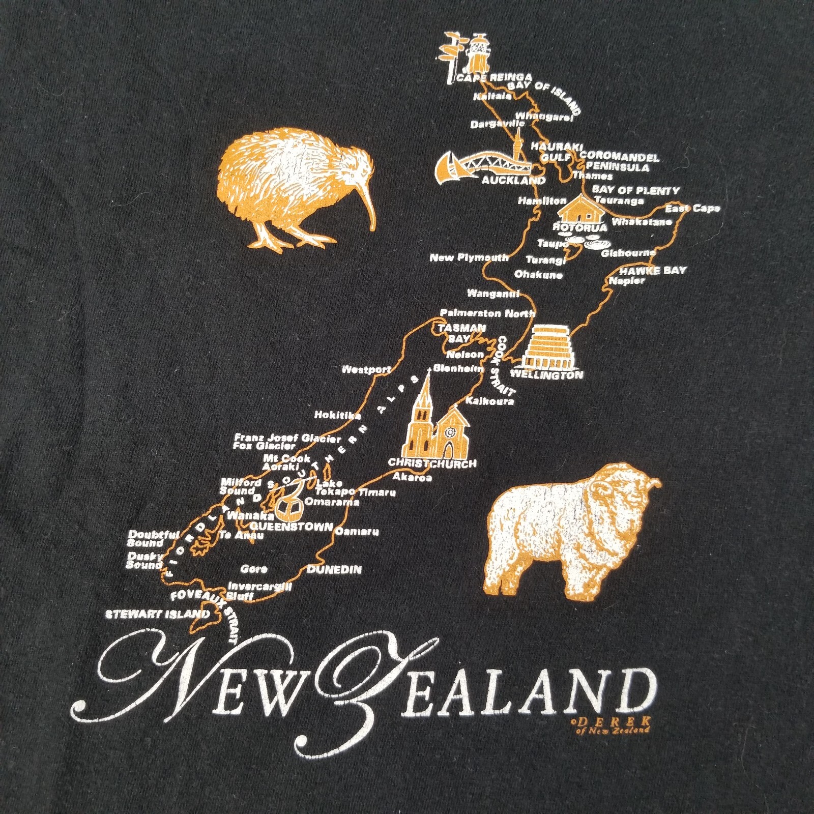 VTG NEW ZEALAND Map Kiwi Destination Shirt Sz Medium Tourist Club See Pics gallery