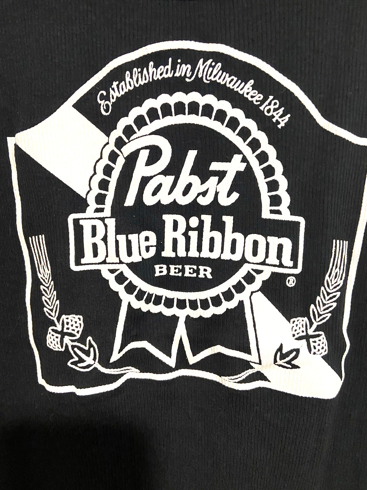Vintage NWOT Pabst Blue Ribbon Beer Black Tank Beater Top Large Ribbed Cotton gallery