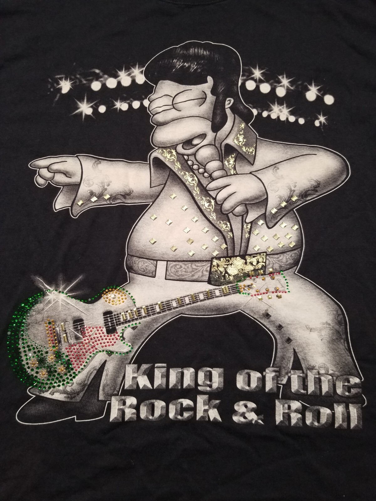 Vintage Homer Simpson Elvis Presley T Shirt Men 3XLT Tall Duff Rhinestone Rock gallery
