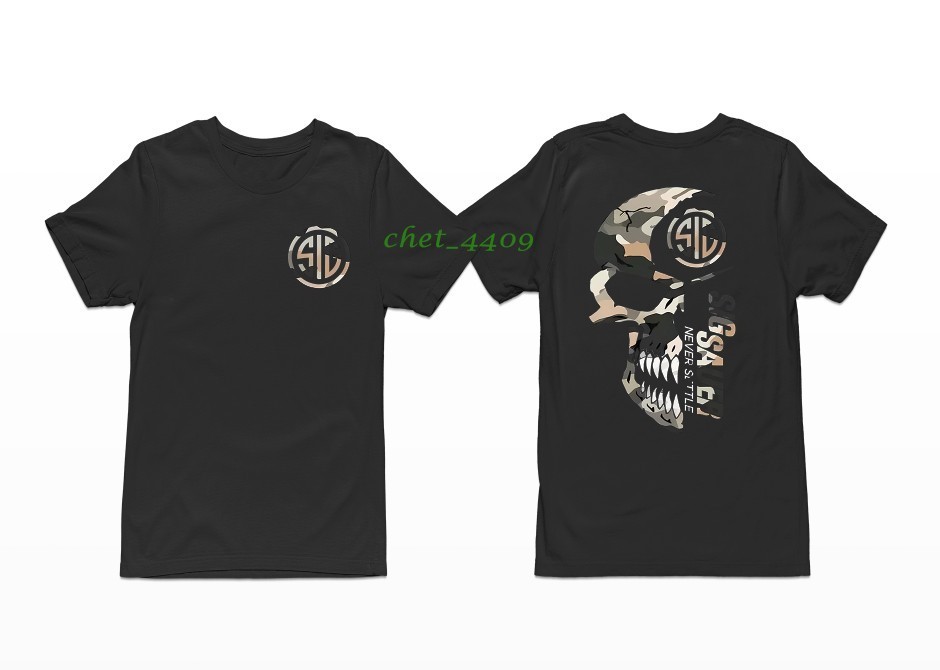 2025 Summer Men's Camo Shirt, With Sig Sauer Never Settle T-shirt Unisex shirt gallery