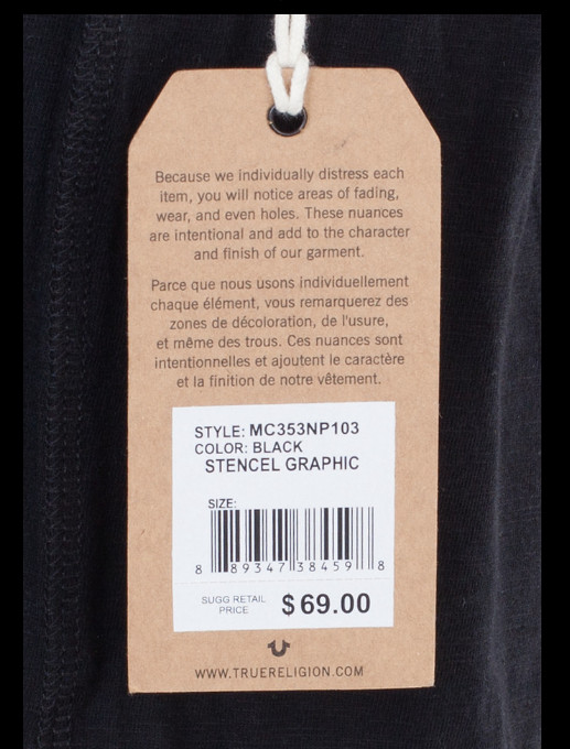 $69 TRUE RELIGION Black STENCEL Short Sleeve Graphic T-shirt NWT gallery