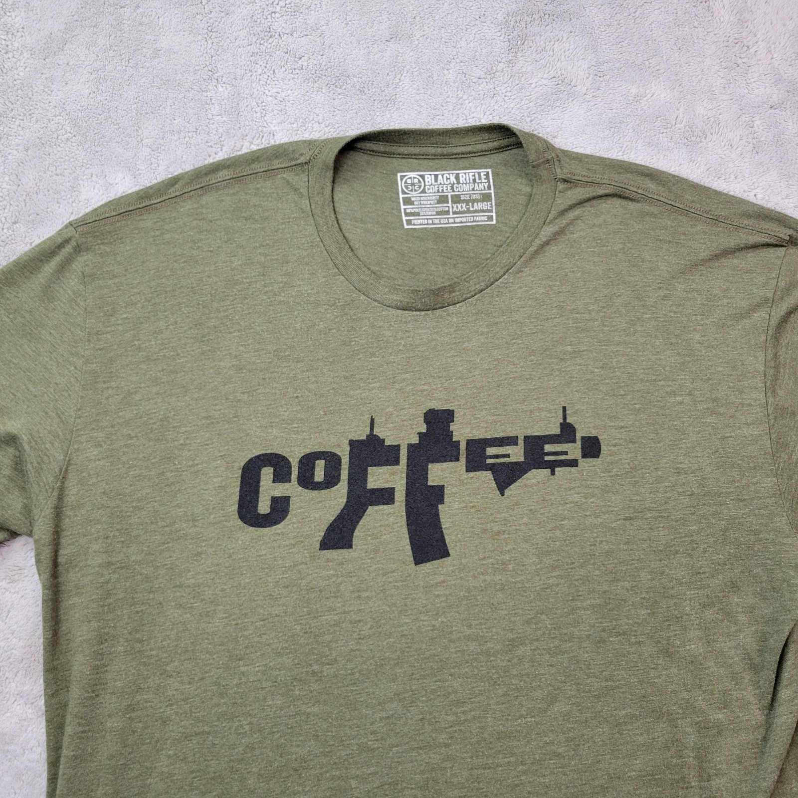 Black Rifle Coffee Company T Shirt Mens XXXL Olive Green Gun Spellout Graphic gallery