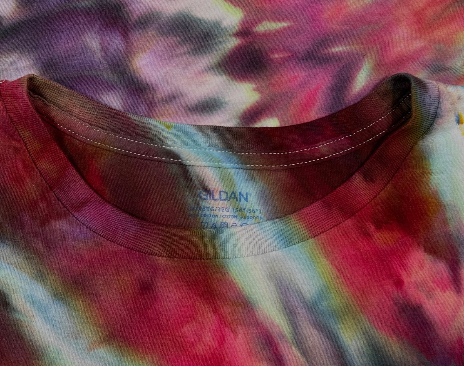 Handmade Ice Tie Dye T-Shirt 3XL Mens Womens Soft Cotton Blue Plum Rolled Dye gallery