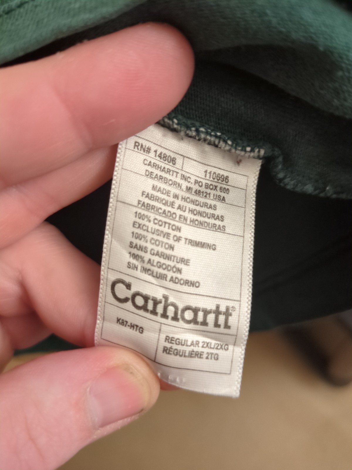 Carhartt Pocket T Shirt Distressed Green Size 2XL Cotton Fade gallery