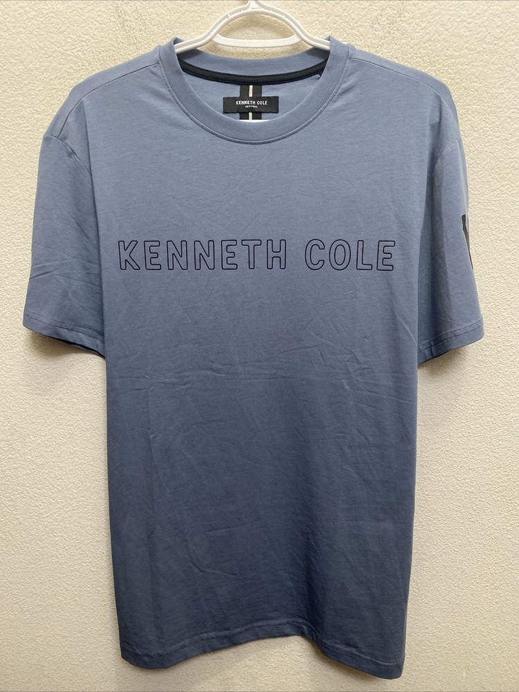 Kenneth Cole Large T-Shirt Clear Sky Blue Short Sleeve Bubble Logo NWT $49