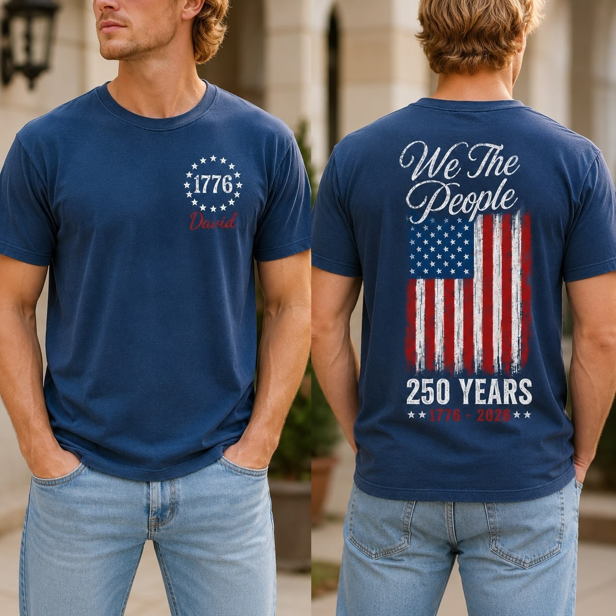 Custom Name We The People Shirt America 250 Double Sided Tee gallery
