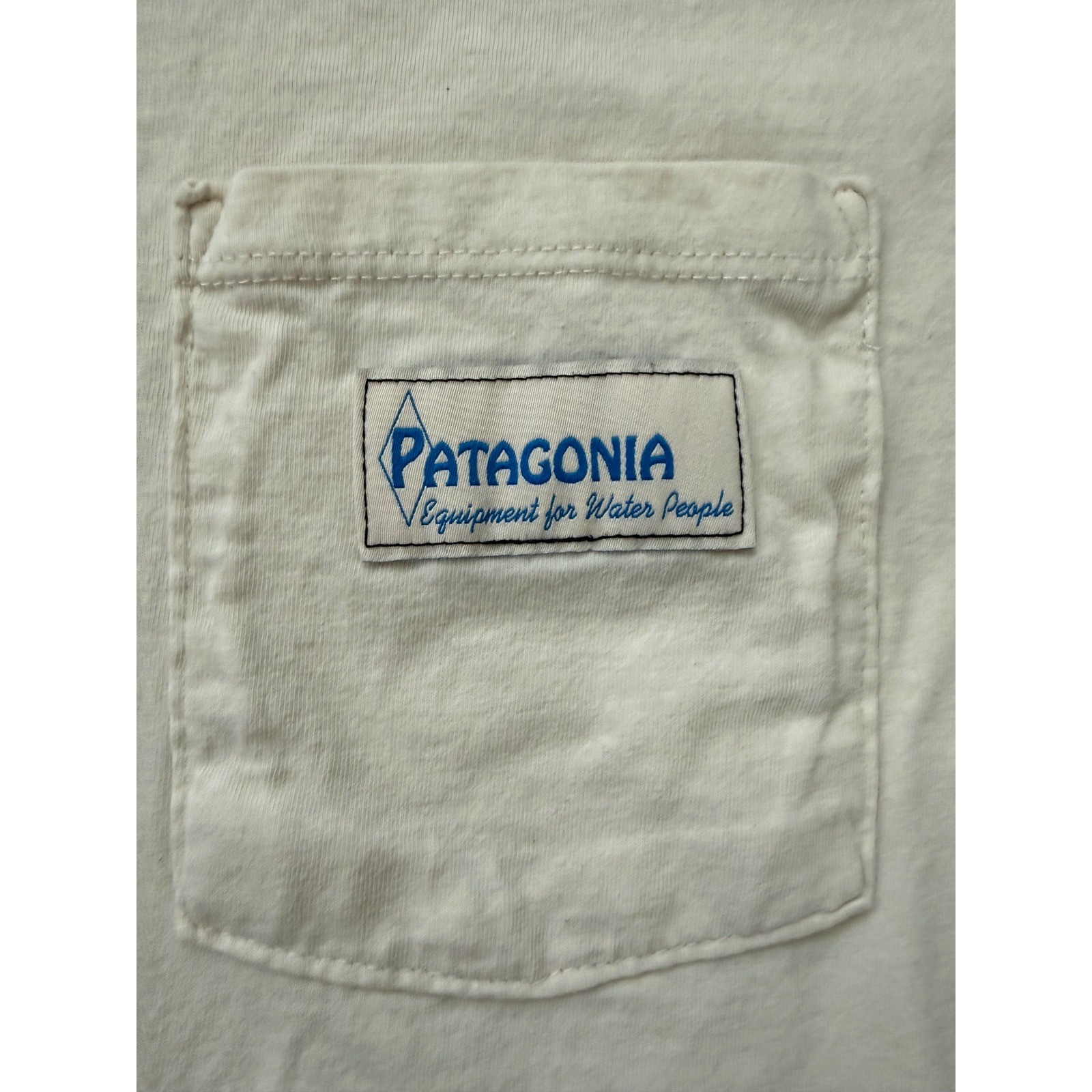 Patagonia Mens Water People Organic Cotton Pocket T-Shirt Cream White Large gallery