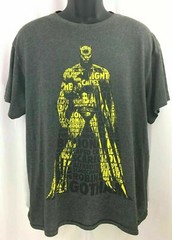 Batman Dark Knight DC Comics Mens Graphic Tshirt Gray and Yellow Size Large