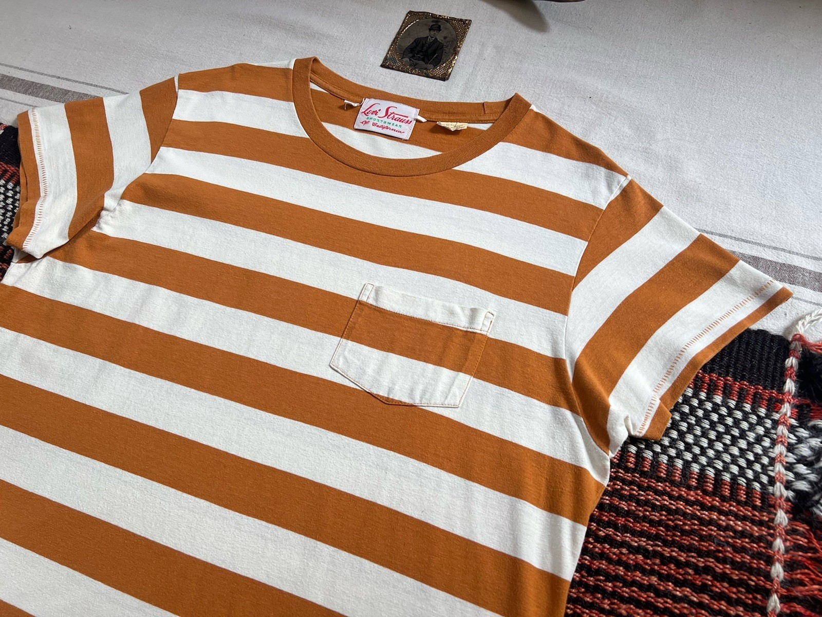 LVC T-Shirt L Breton Stripe 50s Sportswear Levi's Vintage Clothing Single Stitch gallery