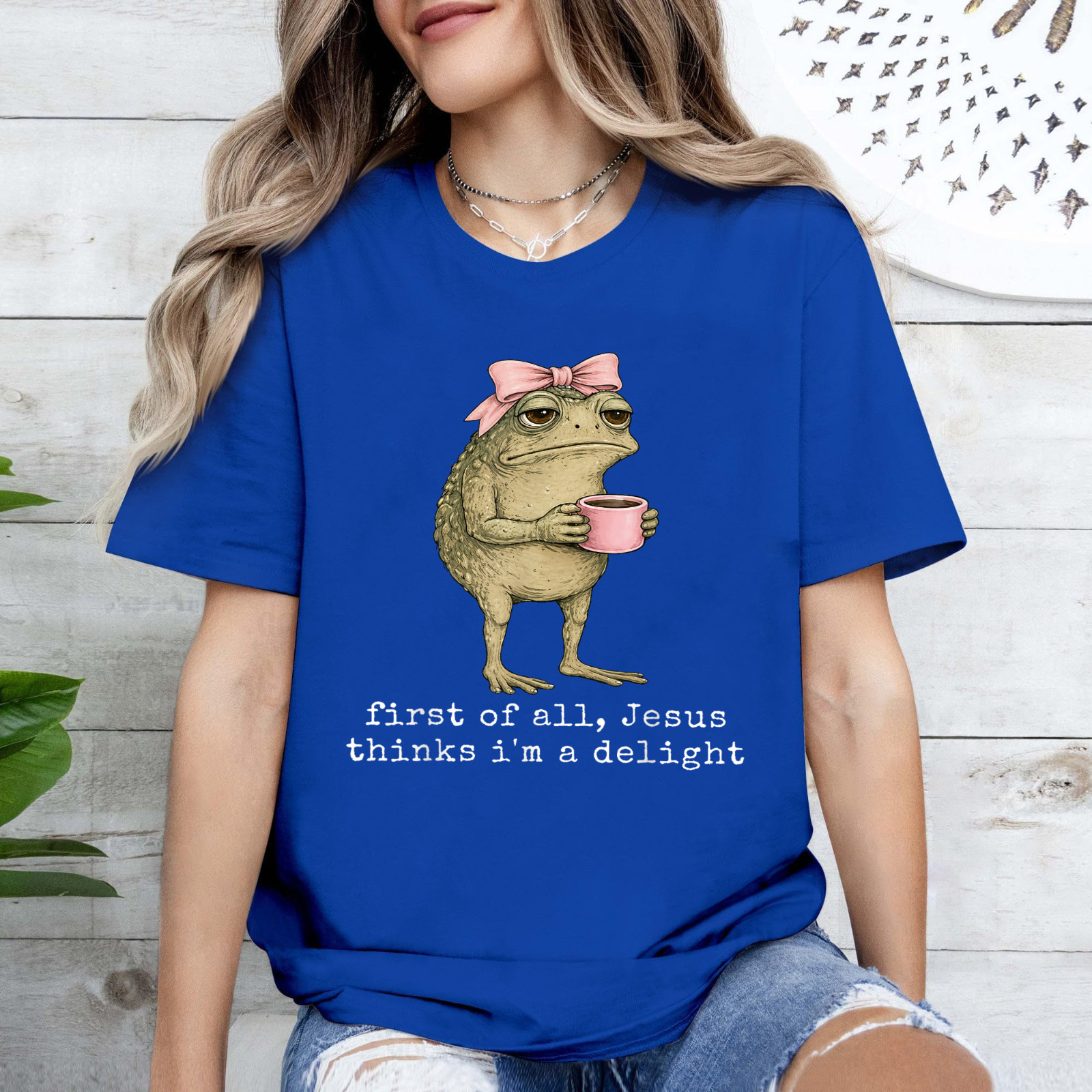 First of All Jesus Thinks I'm A Delight Frog Meme T-Shirt gallery