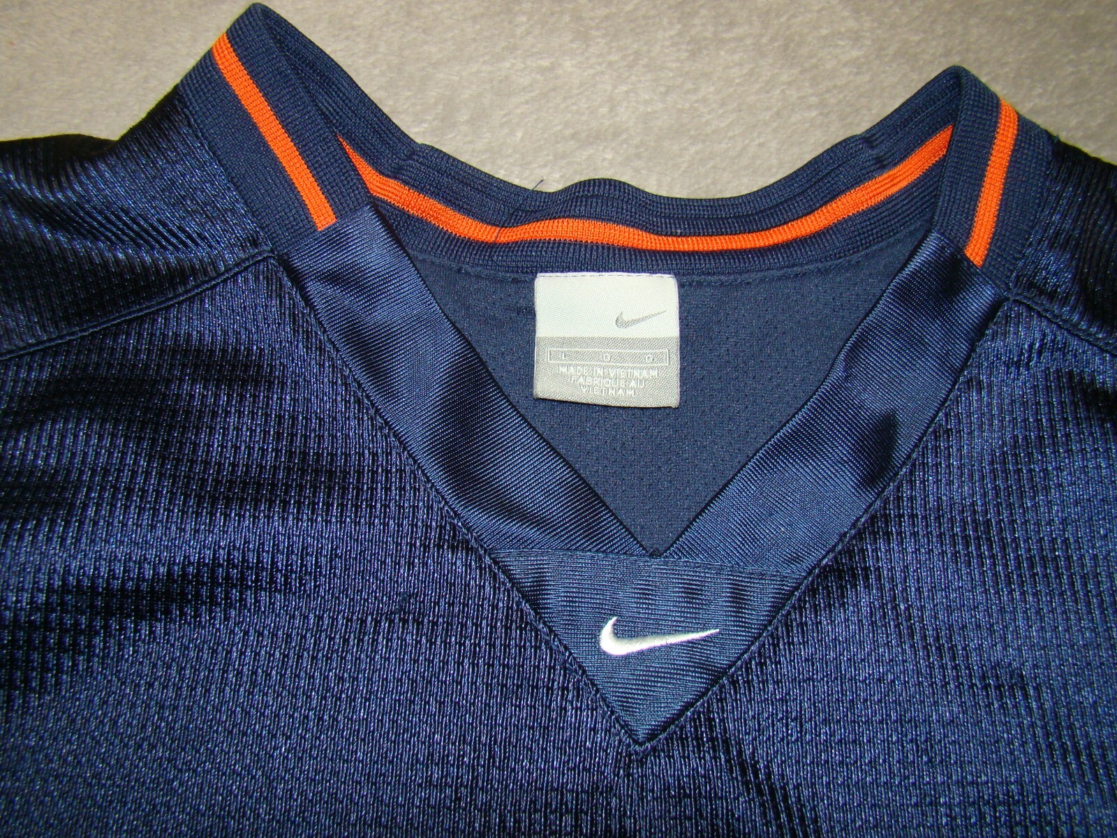 Vintage Nike Mens Size L Satin Swoosh Basketball Blue Orange Tank Top Jersey gallery