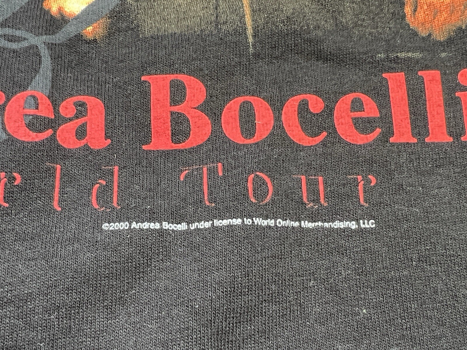 Andrea Bocelli World Tour Graphic Tee T-Shirt Adult Medium Black Delta M Vtg gallery