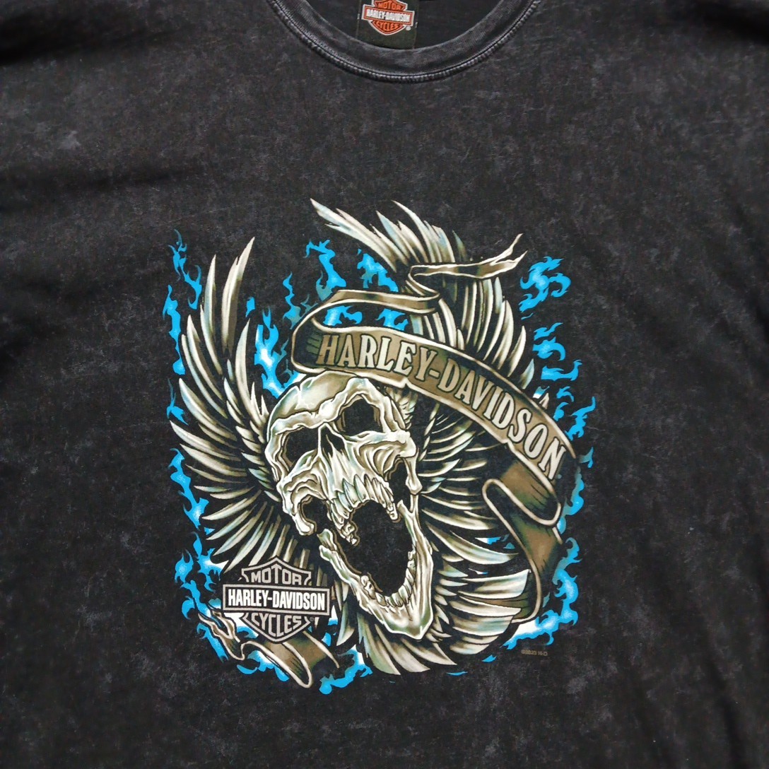 Harley Davidson T Shirt XXL Black Falcons Fury Conyers Georgia Screaming Skull gallery