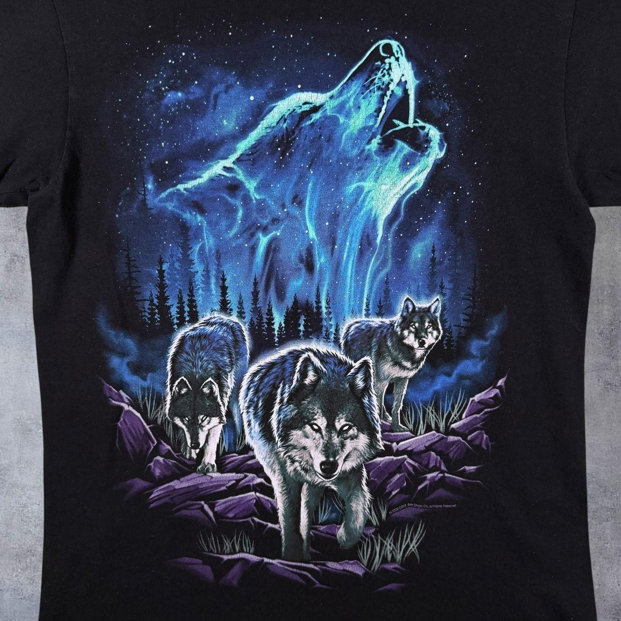 DOM Goth Wolf Animal Wildlife Graphic Black Cotton T-Shirt Medium gallery