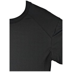 Solid Black Short Sleeve Workout Shirt Mens L Large Polyester Crew Neck Top