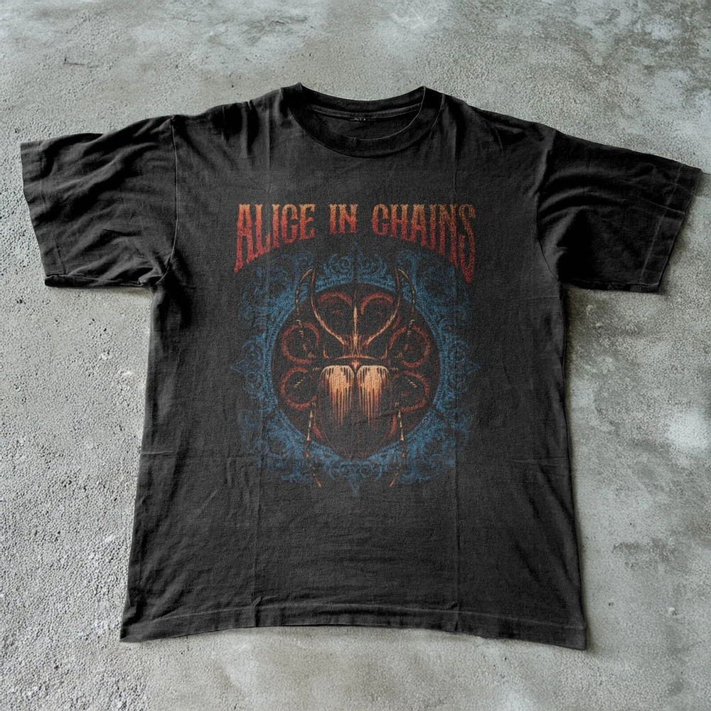 Alice 90s In Chains Shirt Bee Artwork Vintage Grunge Rock Music Concert Tee