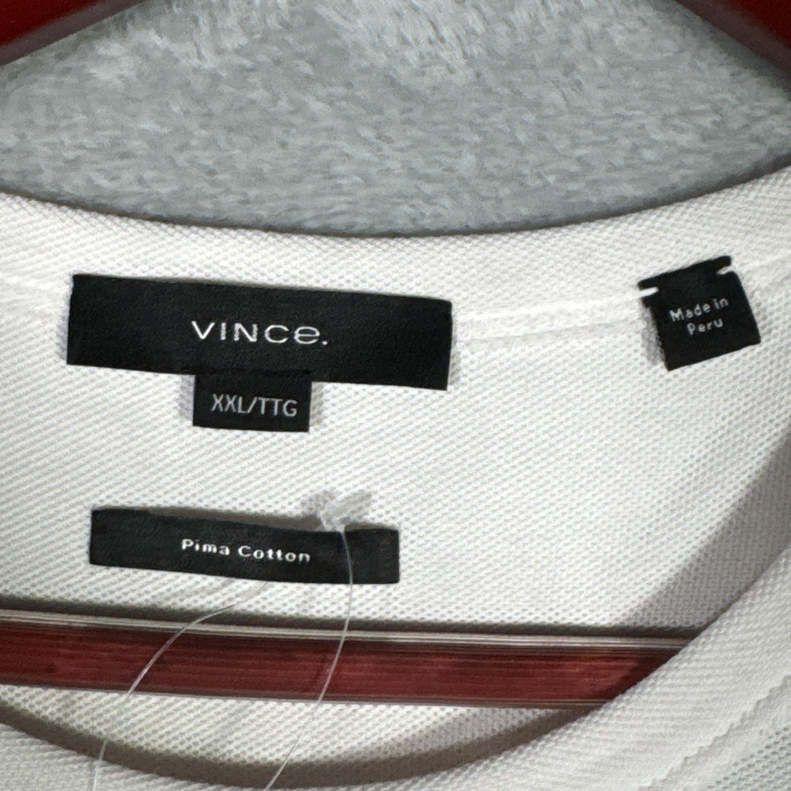 Vince Shirt Mens 2XL White Solid Pima Cotton Crewneck Jersey T-Shirt Peru Pique gallery
