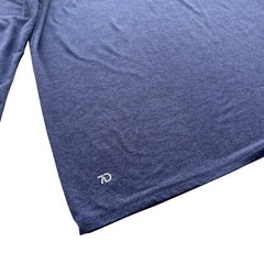 7 Diamonds Men L Blue Heather Core Henley Performance Long Sleeve Athletic Shirt