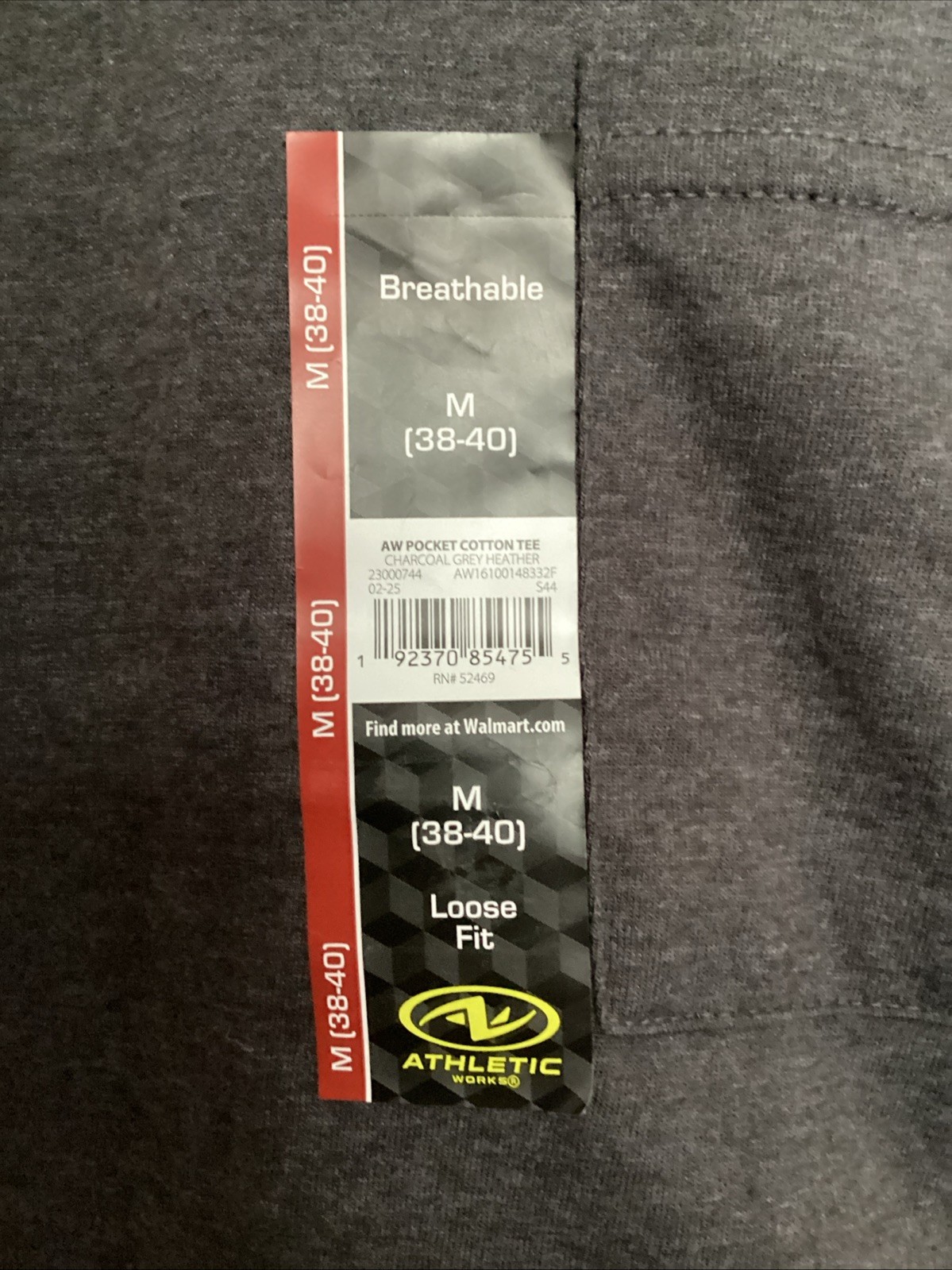 ATHLETIC WORKS Breathable Gray Short Sleeve Crew Neck Pocket T-Shirt Sz M* gallery