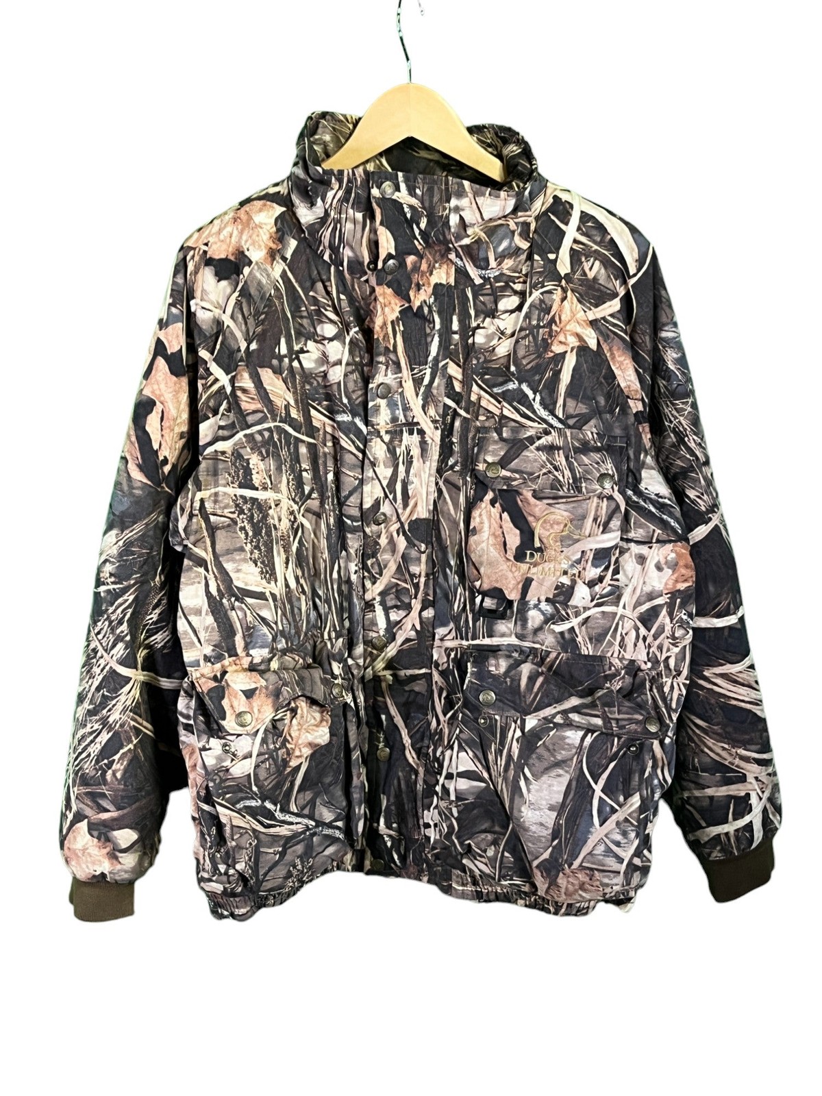Vintage Ducks Unlimited Hunters Woodland Camo Full Zip Coat Size XL gallery