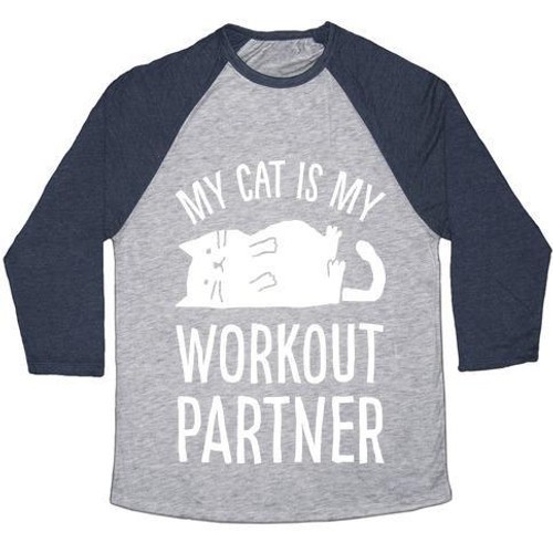 My Cat Is My Workout Partner Unisex Tri-Blend Baseball Tee gallery