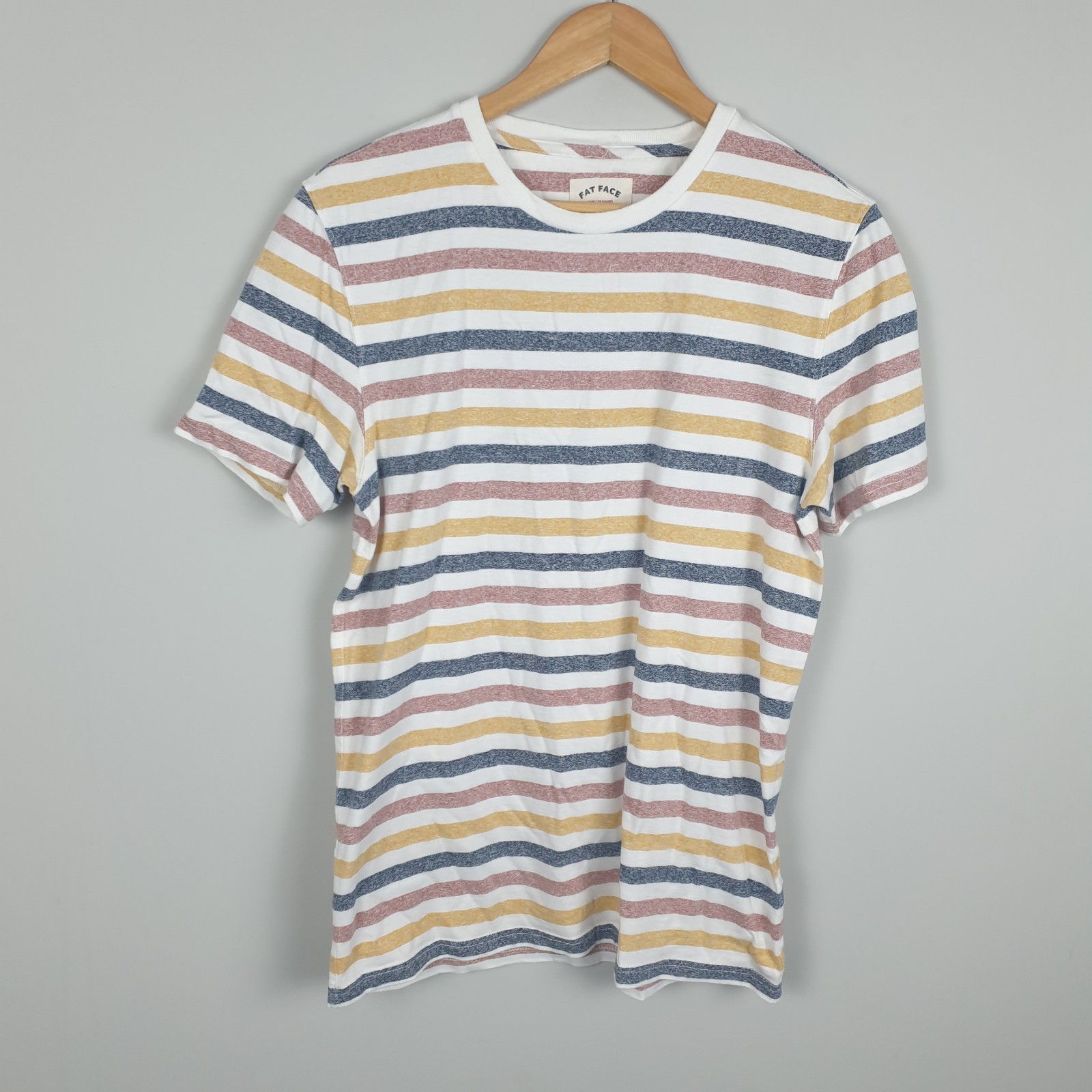 FatFace T Shirt Mens Medium Multicoloured Stripe Print Soft Feel Relaxed Coastal gallery