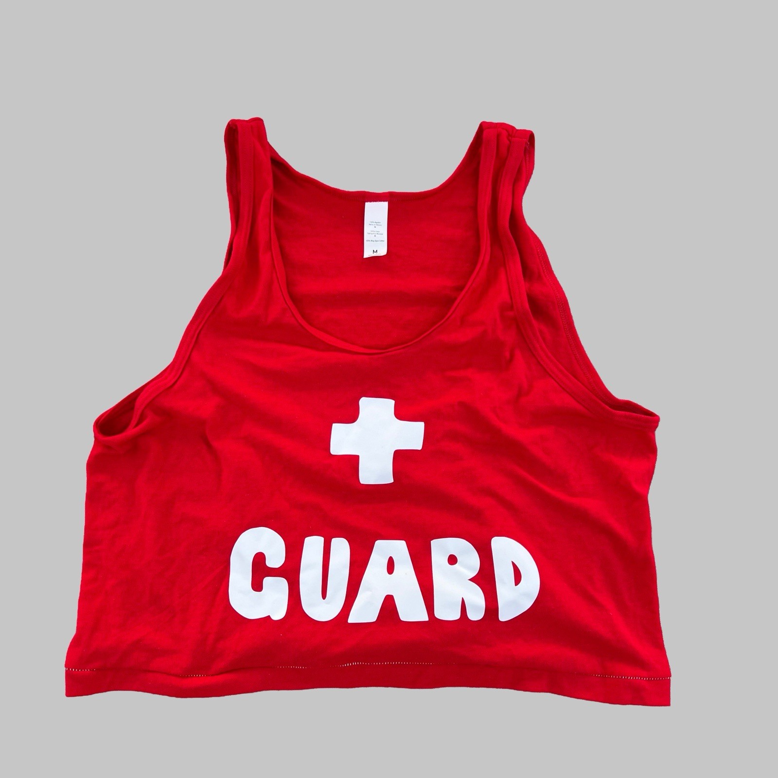 H.E.Arts custom LIFEGUARD custom print men red super short crop tank top gallery