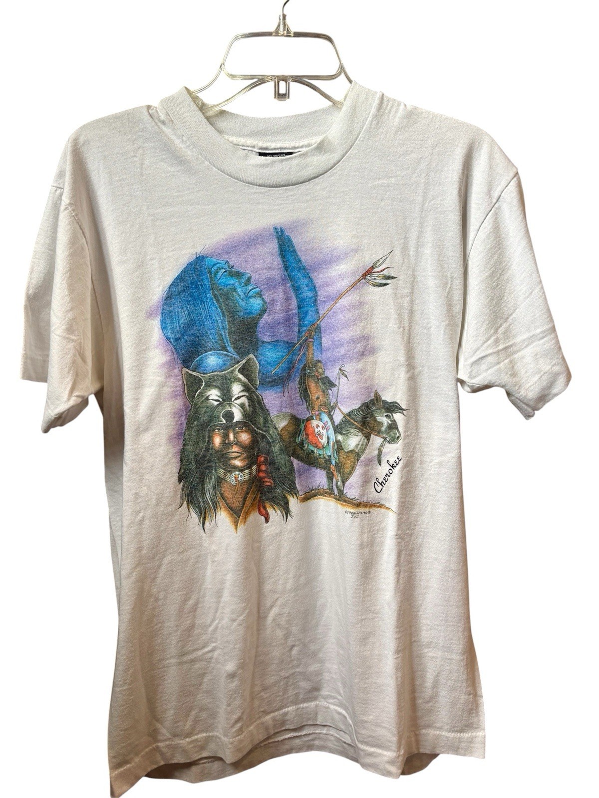 Vintage 1990 Native American Cherokee Graphic Screen Stars Best Large