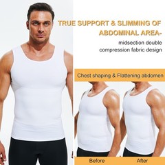 Mens Compression Shirt Slimming Undershirt Body Shaper Vest Workout Tank Tops…