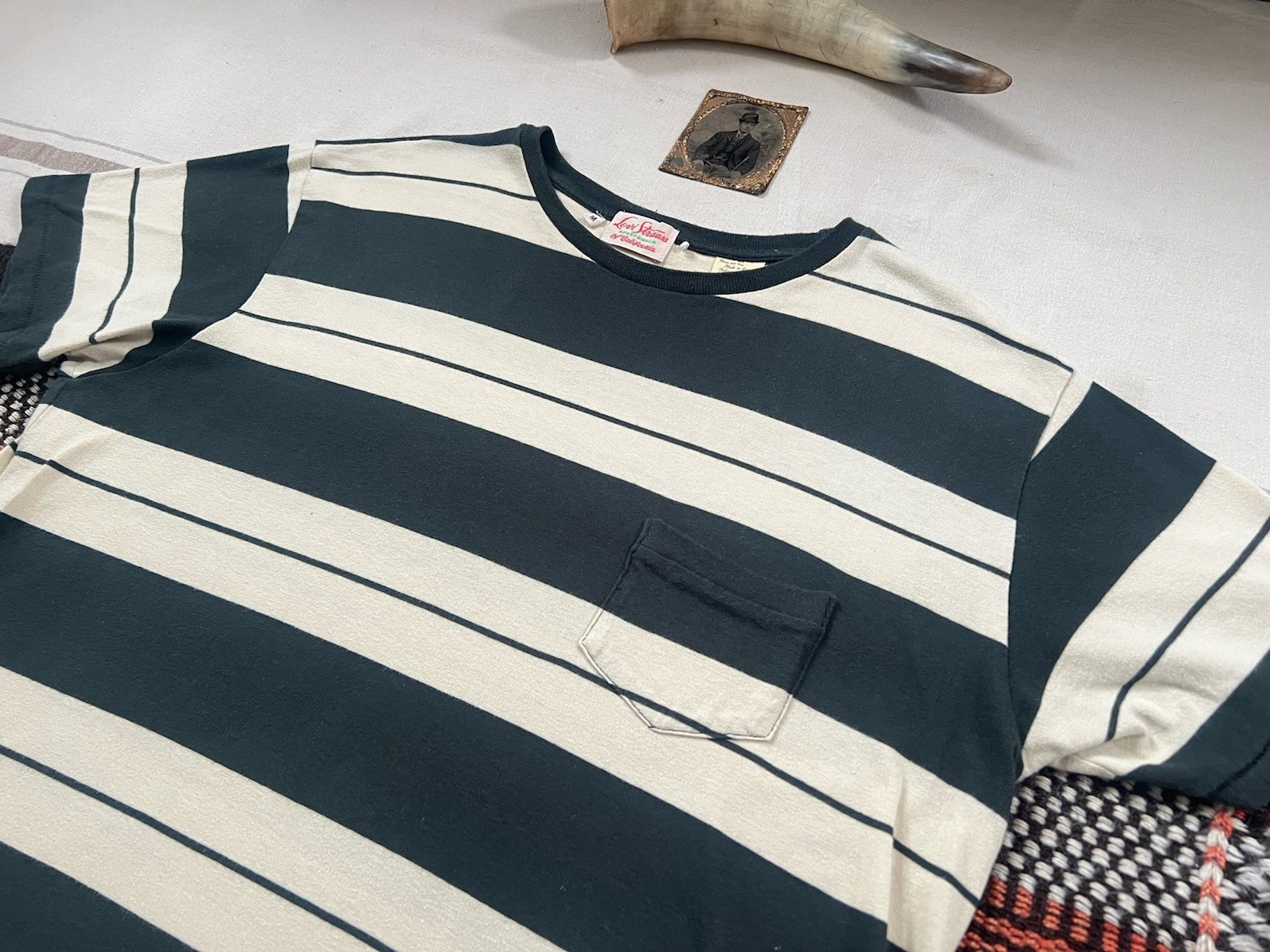 LVC T-Shirt M 50s Sportswear Levi's Vintage Clothing Stripe Single Stitch 44" gallery