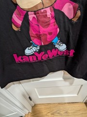 Yeezy Black Kanye West Bear Graphic Logo Crew Neck T-Shirt XL Cotton