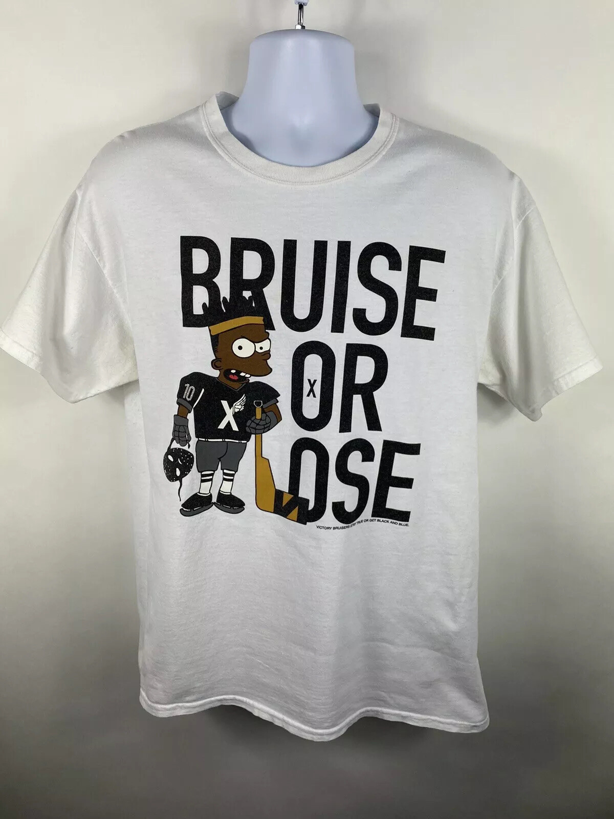 10 Deep Black Bart Simpson Hockey White Shirt Skate Streetwear Hip Hop Men Large gallery