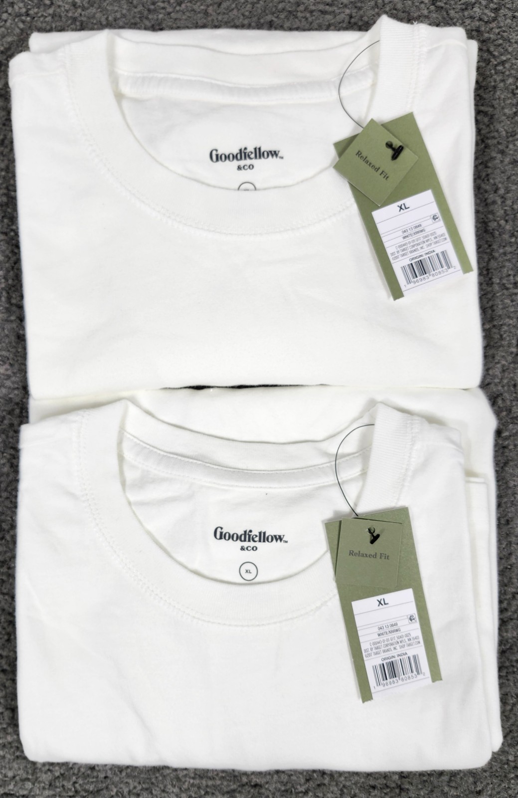 Men's Crew Neck T Shirt XL White "Pack of 2" Pocket Relaxed Fit Goodfellow Co gallery