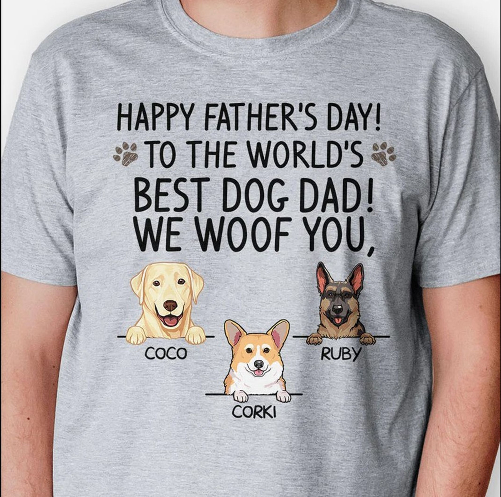 Personalized Best Dog Dad Shirt, Happy Father's Day The World's Best Dog Dad Tee gallery
