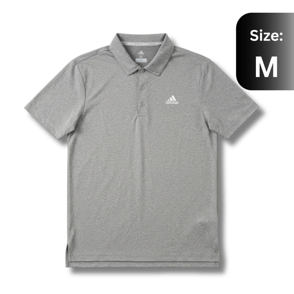 Adidas Pique Heather Golf Moisture Wicking Polo UPF 50 Grey Men’s Shirt